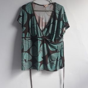 Brown and green blouse